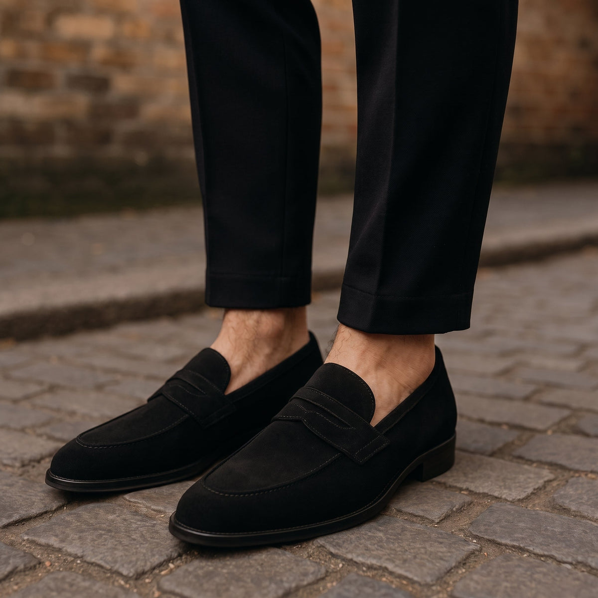 Oliver - Men's Smart Casual Round Toe Penny Loafers - Shoes men - Black - Taylor & Bennett