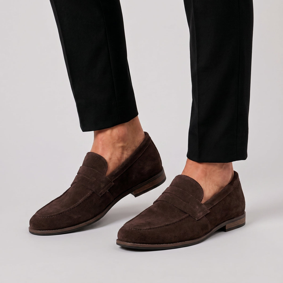Oliver - Men's Smart Casual Round Toe Penny Loafers - Shoes men - Brown - Taylor & Bennett