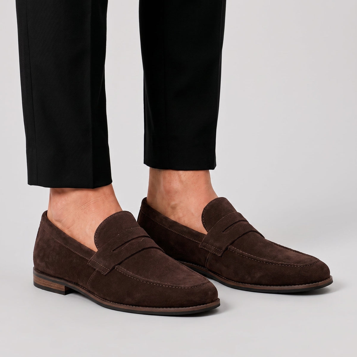 Oliver - Men's Smart Casual Round Toe Penny Loafers - Shoes men - Brown - Taylor & Bennett