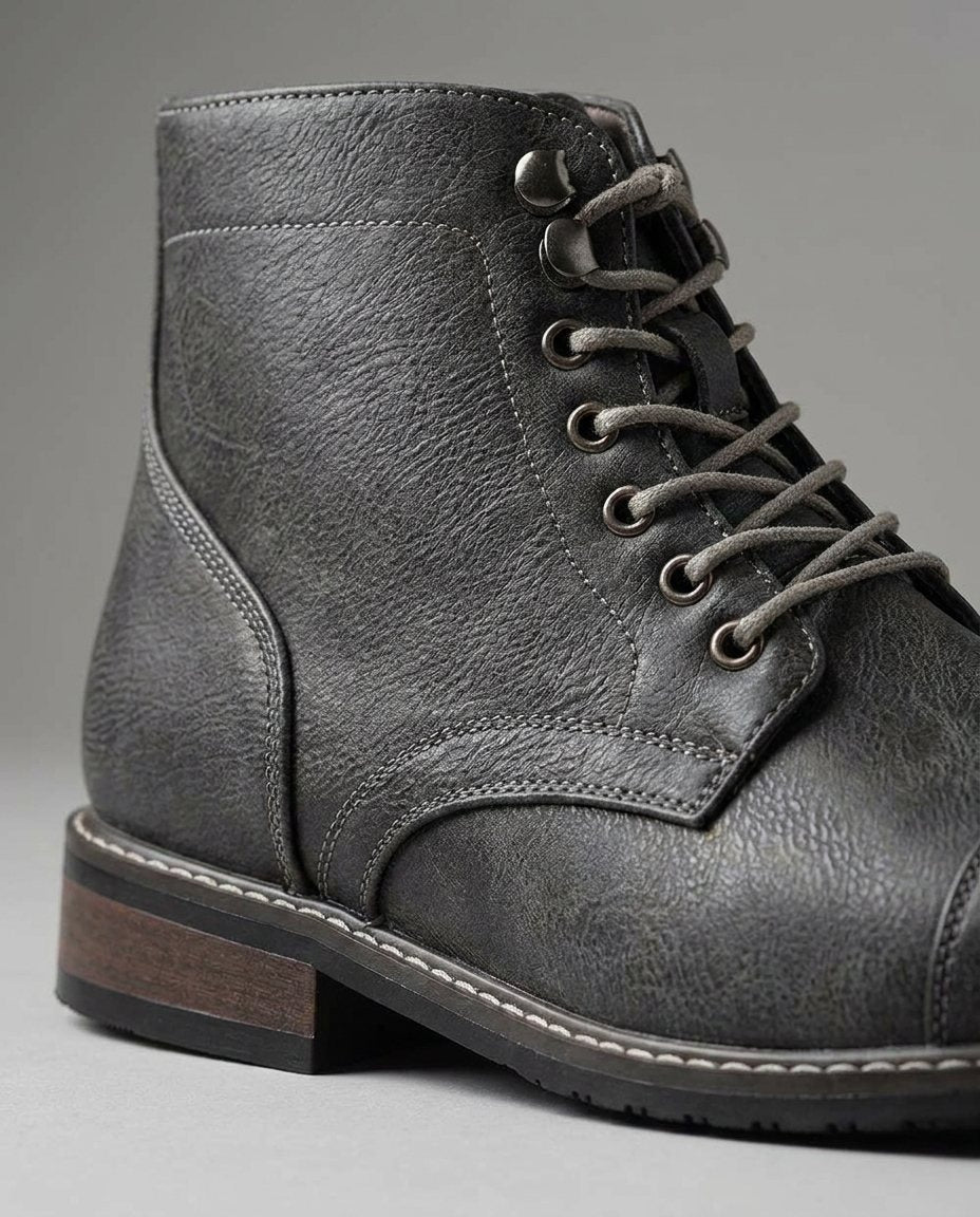 Men's Lace Up Boots Casual Footwear Durable Leather