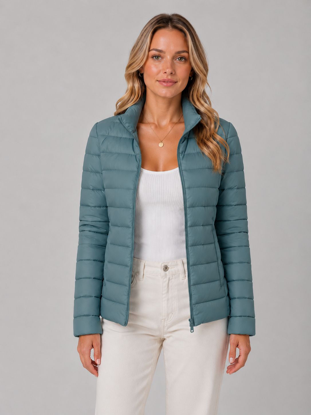 Women’s Lightweight Puffer Summer Jacket – Slim Fit Zip-Up Coat